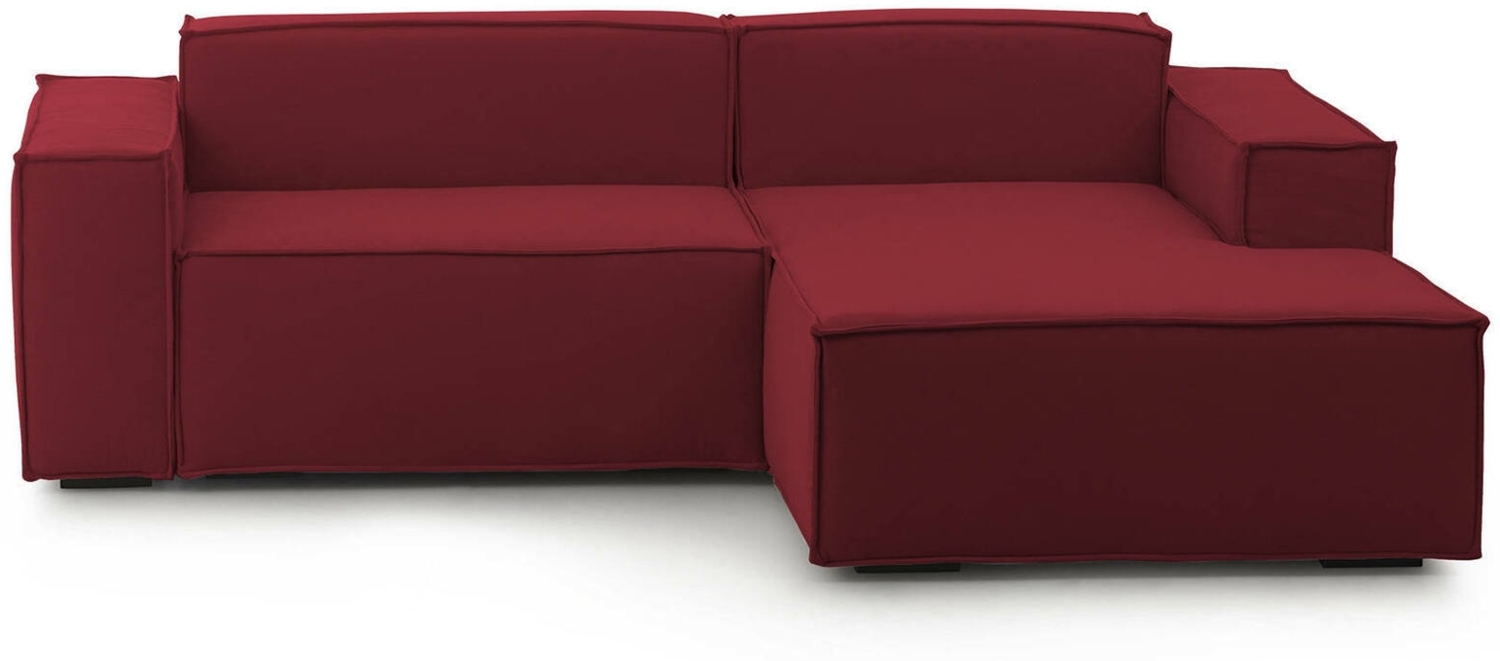 Dmora Sofa mit Halbinsel Amuleto, modulares 2-Sitzer-Sofa mit rechter Halbinsel, Stoffsofa, 100 % Made in Italy, 220 x 170 x 70 cm, Rot Bild 1