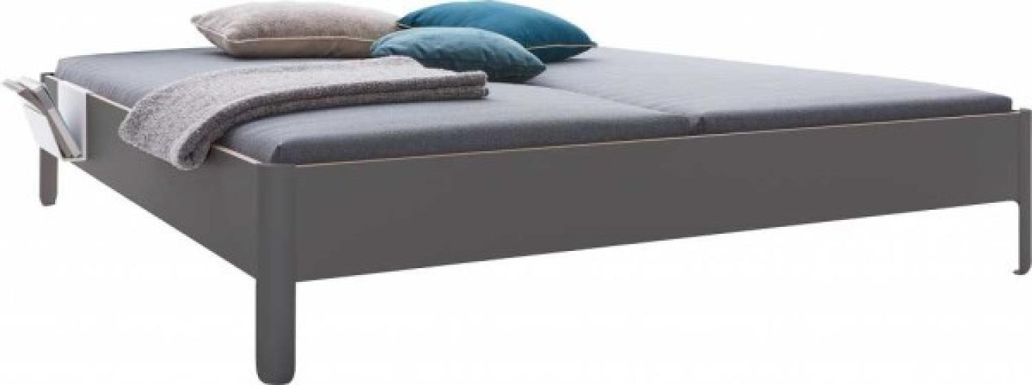 NAIT Doppelbett farbig lackiert Anthrazitgrau 140 x 200cm Ohne Kopfteil Bild 1