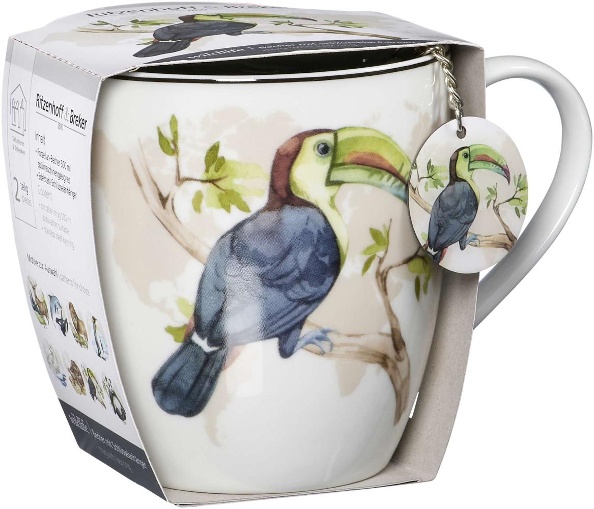 Geschenk-Set Jumbotasse mit Anhänger Wildlife - Jumbotasse mit Anhänger Tukan Bild 1