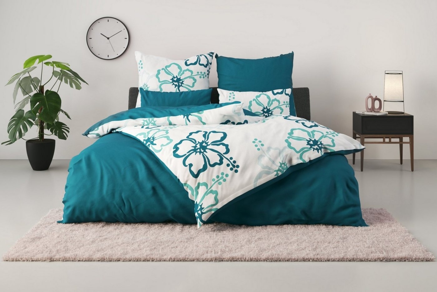 my home Wendebettwäsche Litschi, Polycotton recycelt, 2 teilig, ab Größe 135x200 cm, mit Blumen, in 2 Qualitäten erhältlich, Hawaii Bild 1
