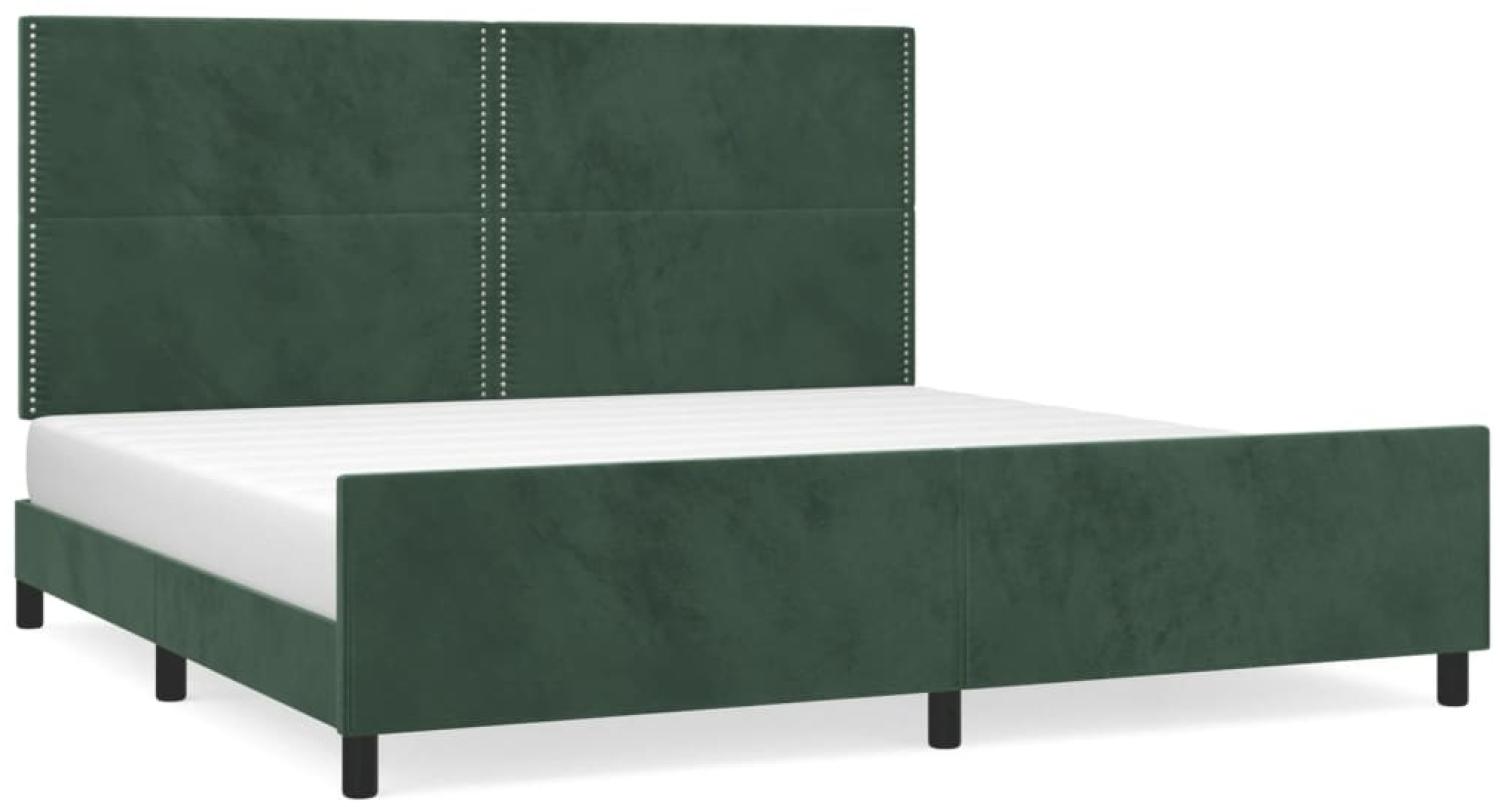 Bettgestell mit Kopfteil Samt Dunkelgrün 200x200 cm, Härtegrad: H2 [3125717] Bild 1