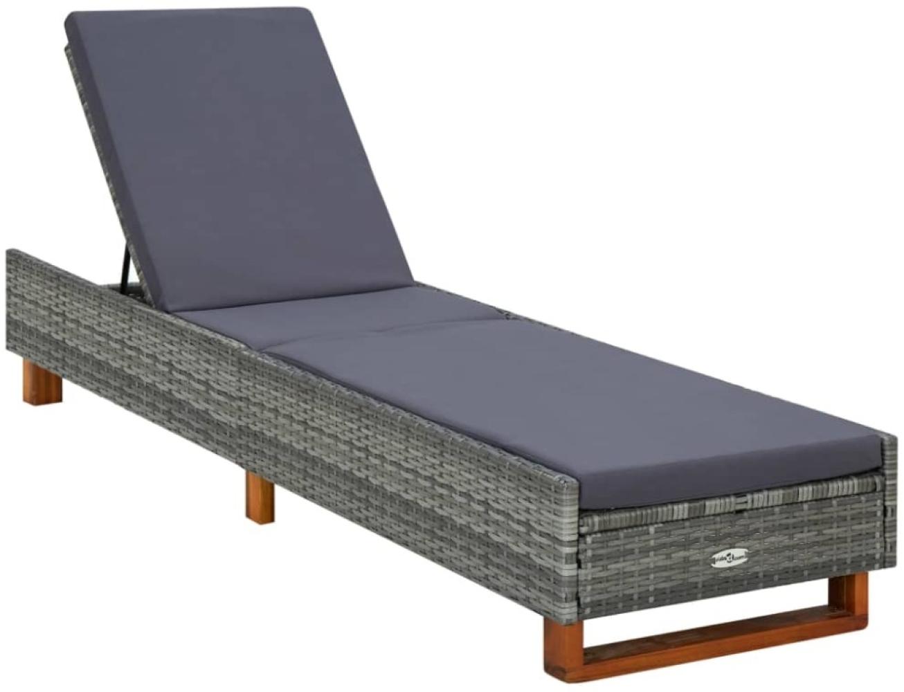 vidaXL Sonnenliege mit Auflage Poly Rattan Grau 310473 Bild 1