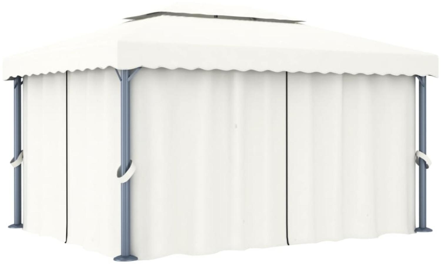 vidaXL Pavillon mit Vorhang 4x3 m Cremeweiß Aluminium 3053375 Bild 1