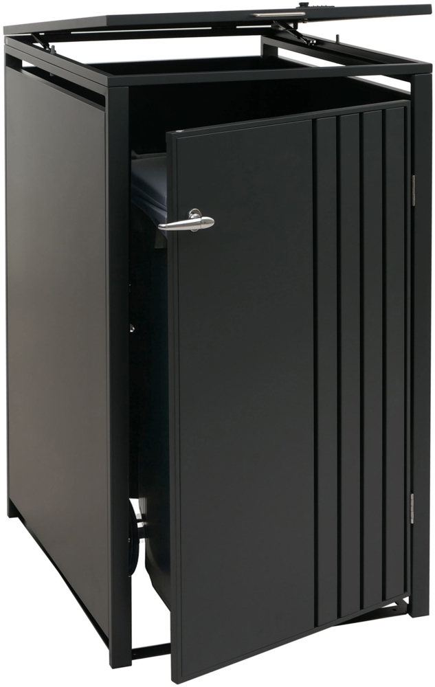 1er-Mülltonnenverkleidung HWC-O67, Mülltonnenbox mit Deckel, Metall 122x68x84cm 35kg ~ anthrazit Bild 1