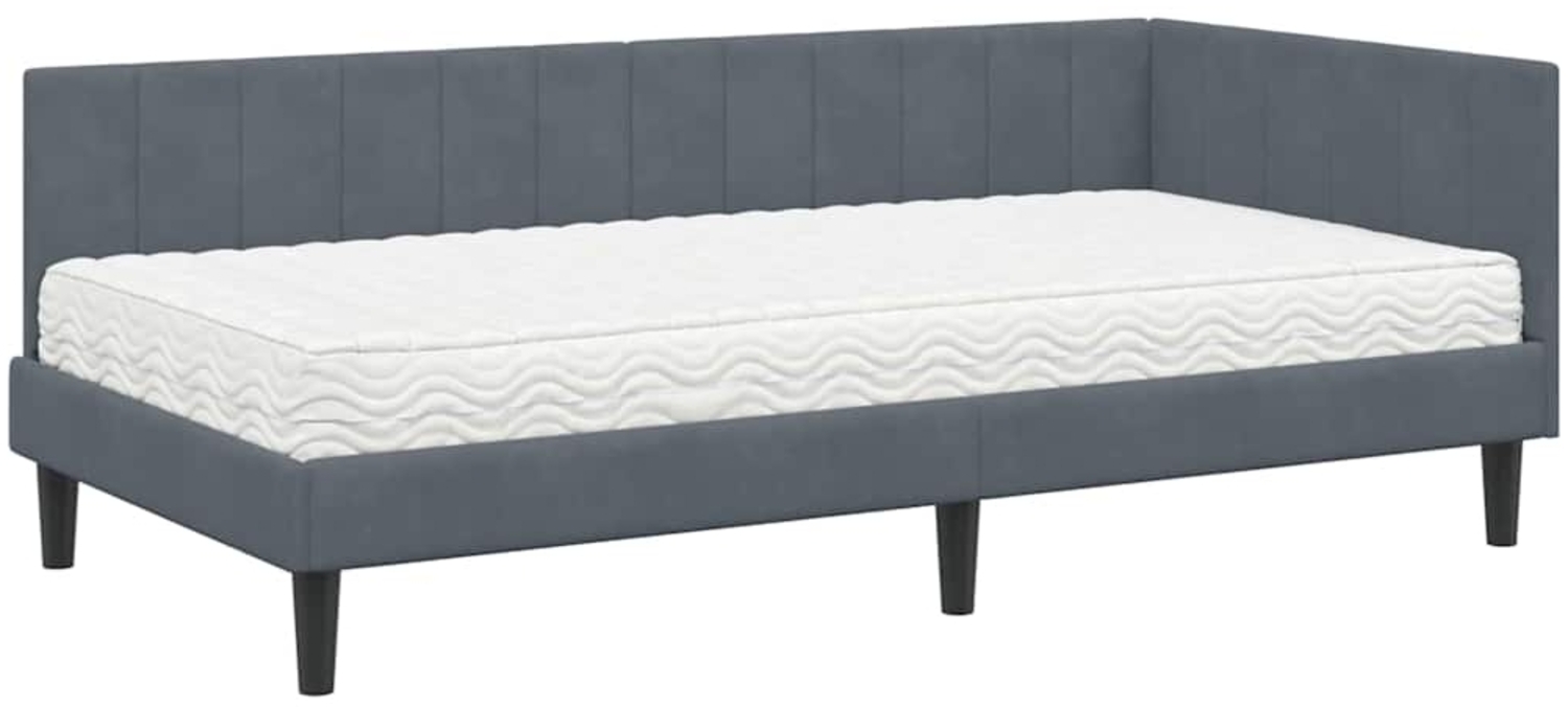 vidaXL Eckbettgestell mit Matratze Dunkelgrau 100 x 200 cm Samt 3393909 Bild 1