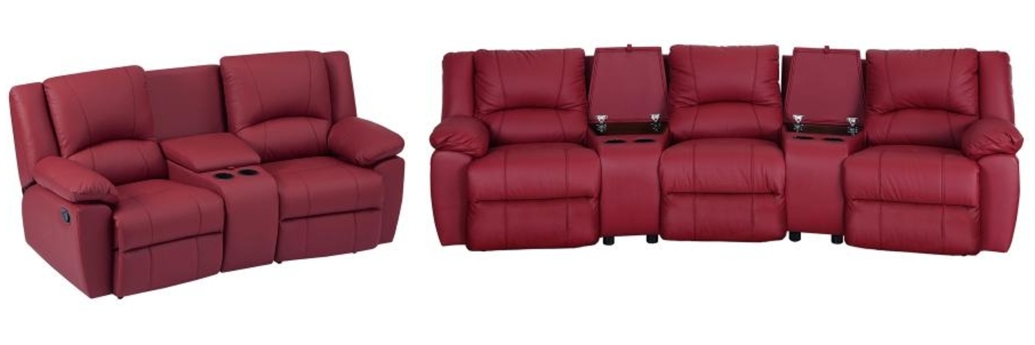 Vente-unique - Relaxgarnitur 3- + 2-Sitzer - Rindsleder - Rot - AROMA Bild 1