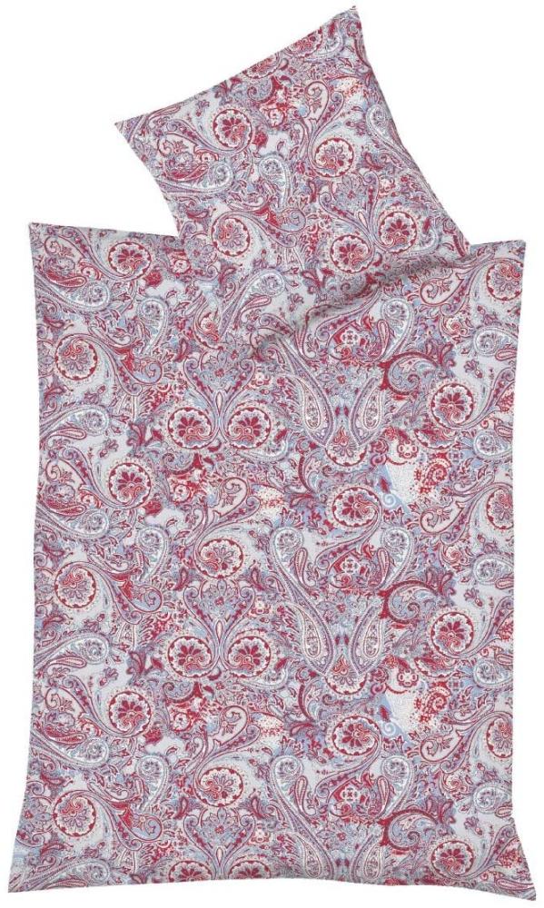 Fleuresse Mako-Satin Bettwäsche 155x220 Paisley blau rot weiß 114296-12 Bild 1