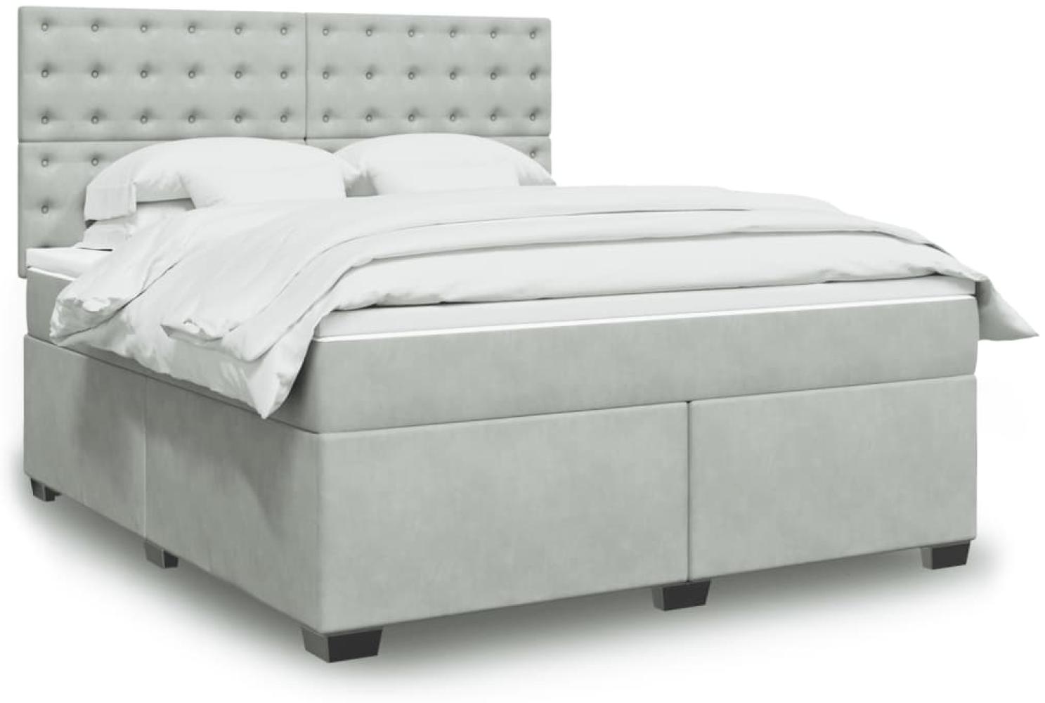 vidaXL Boxspringbett mit Matratze Hellgrau 180x200 cm Samt 3293290 Bild 1