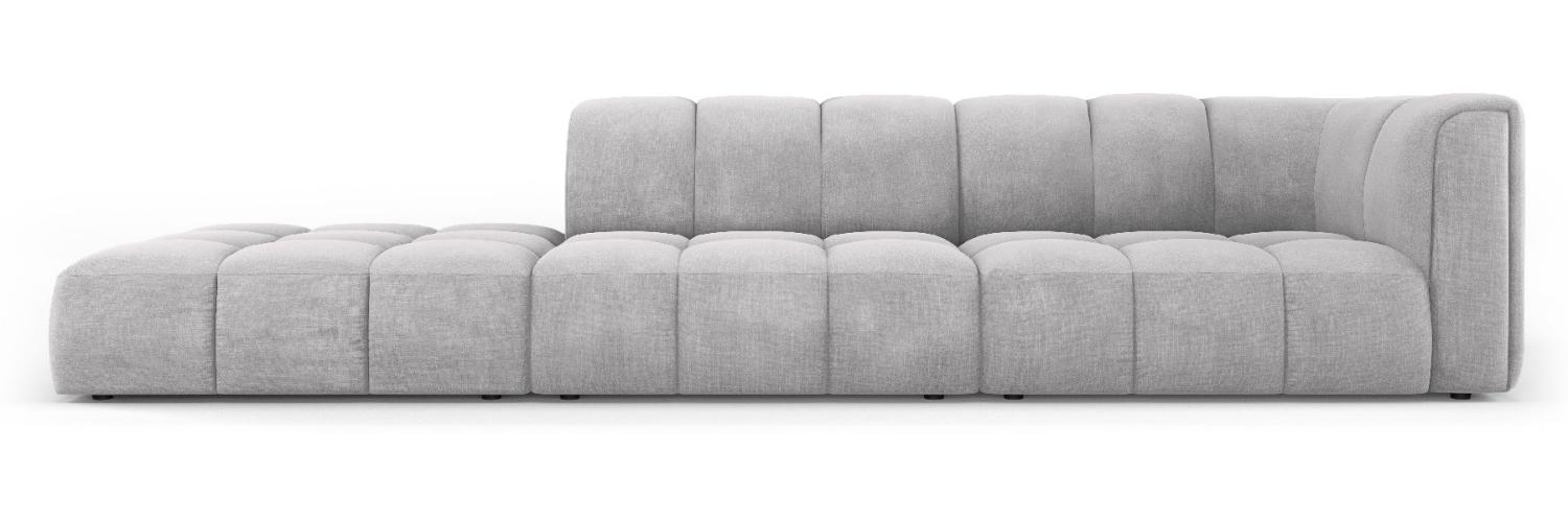 Micadoni Modulares Sofa Serena 4-Sitzer offene Seite Links Strukturierter Stoff Hellgrau Bild 1