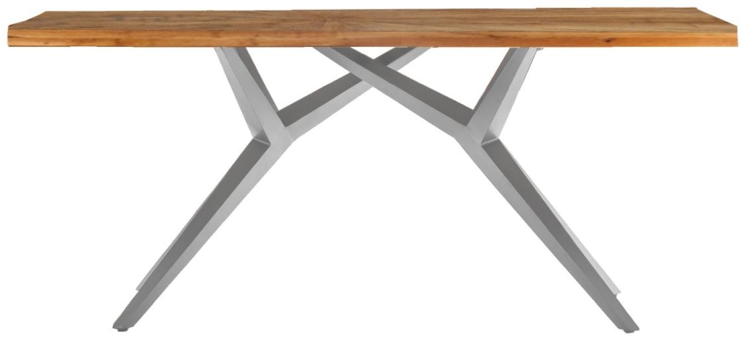 TABLES&Co Tisch 180x100 Recyceltes Teak Natur Metallgestell Silber Bild 1