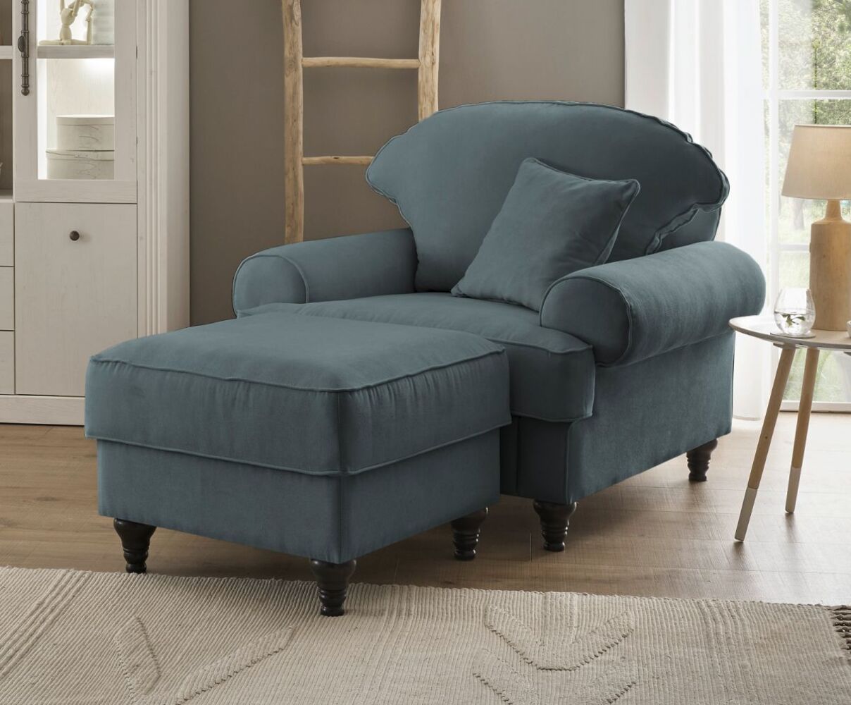 Sessel Adelina in grau Set inkl. Hocker Bild 1