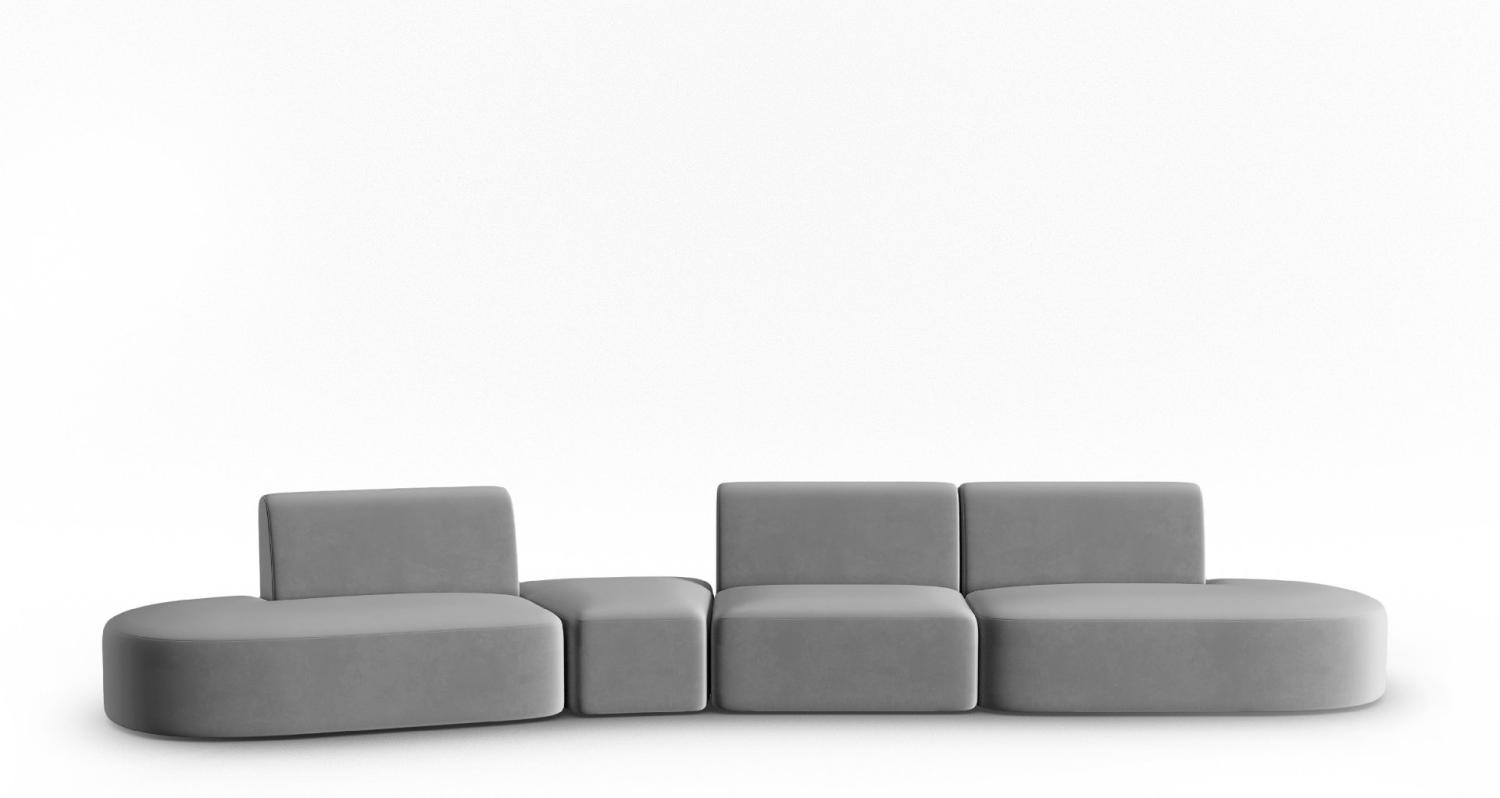 Micadoni Modulares Sofa Shane 6-Sitzer Links Samtstoff Grau Bild 1