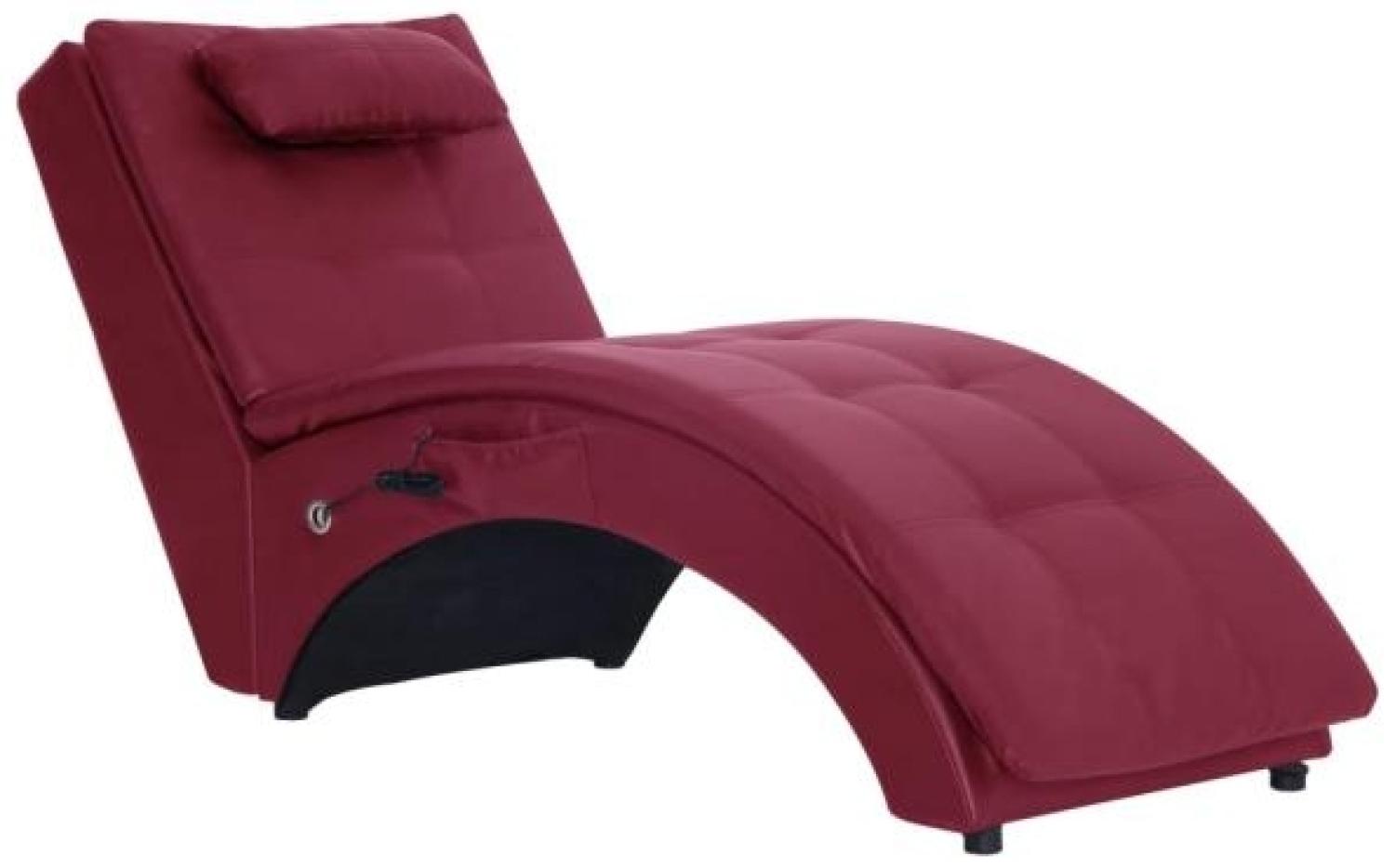 vidaXL Massage Chaiselongue mit Kissen Weinrot Kunstleder 281347 Bild 1