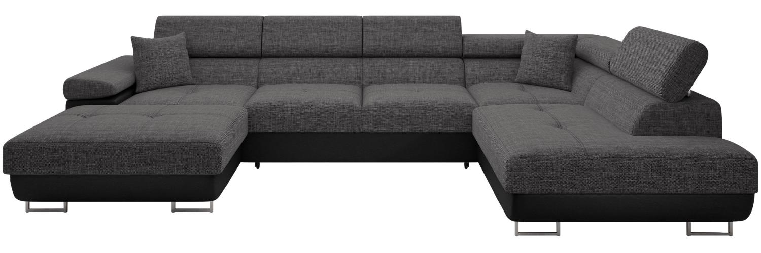 Ecksofa Torezio Bis mit Bettkasten, Schlaffunktion und Einstellbare Kopfstützen (Farbe: Soft 011 + Lux 06, Seite: Rechts) Bild 1