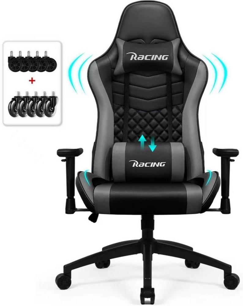 Homimaster Gaming-Stuhl Gaming Stuhl, Bürostuhl Wippfunktion bis zu 165° (Gaming Chair mit verstellbaren Lendenkissen, Armlehne und Kopfstütze), Gamer Stuhl Bequeme Sitzkissen, Gaming Stuhl 150 kg belastbarkeit Bild 1