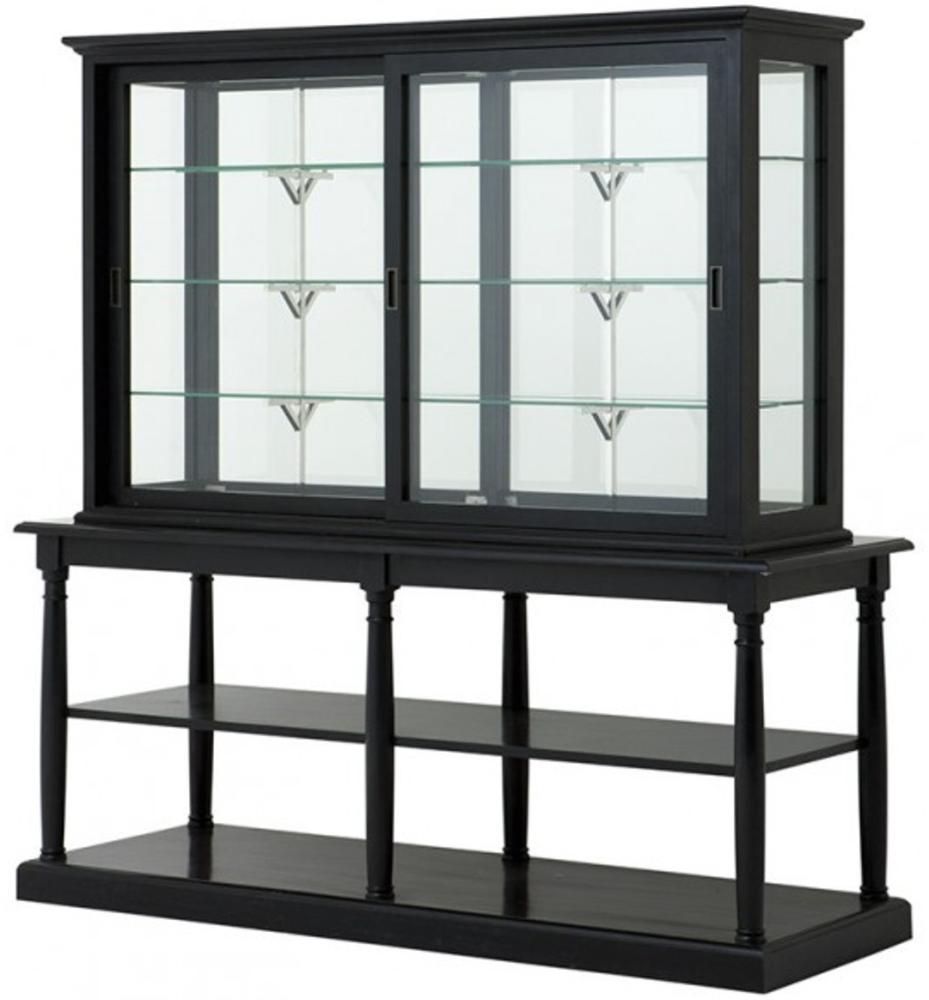 Casa Padrino Luxus Glas Vitrinen Schrank Schwarz Massivholz London Wohnzimmer Schrank Barock Jugendstil Rokoko Vitrine Ladeneinrichtung Bild 1