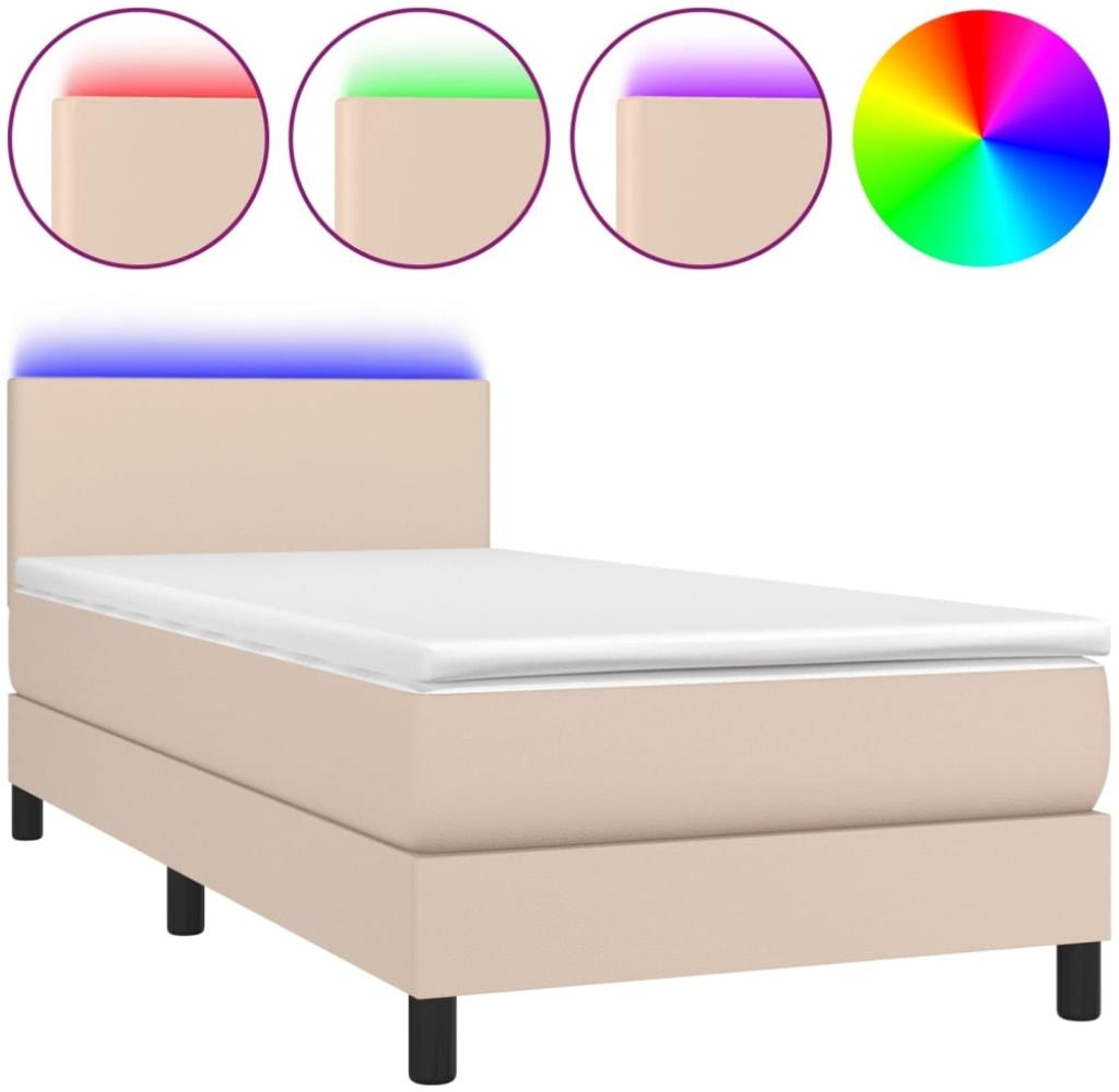 vidaXL Boxspringbett mit Matratze & LED Cappuccino-Braun 100x200cm 3134092 Bild 1
