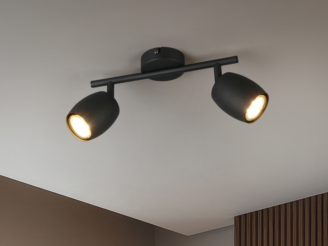 Deckenstrahler NANCY 2-flammig aus Metall Schwarz, Breite 27,5cm Bild 1