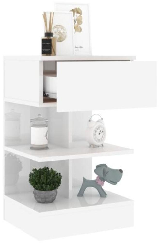 vidaXL Nachttische 2 Stk. Hochglanz-Weiß 40x35x65 cm 808661 Bild 1