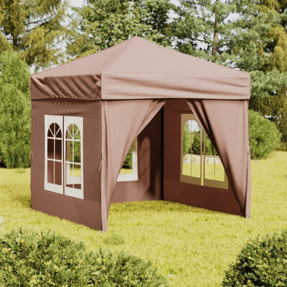 vidaXL Partyzelt Faltbar mit Seitenwänden Taupe 2x2 m 93505 Bild 1