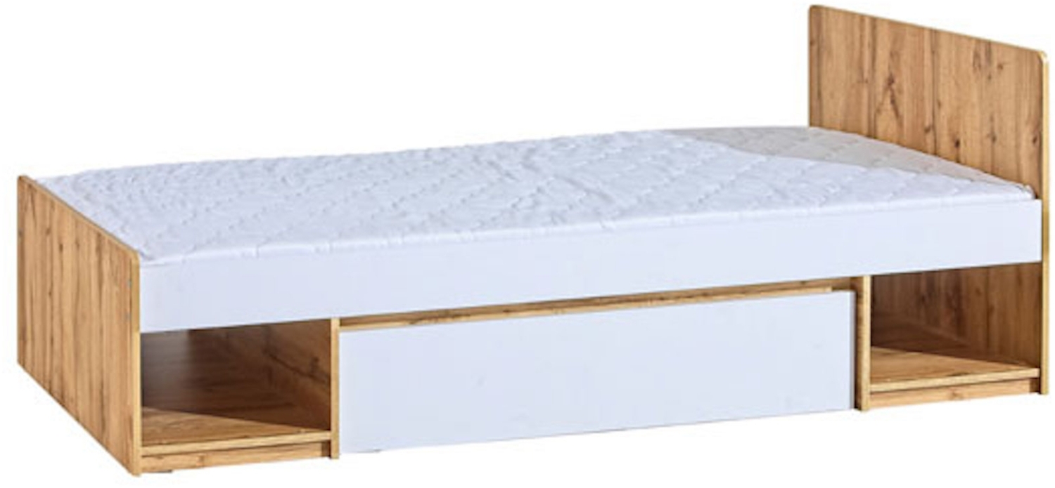 Bett Einzelbett Arcca 90x195 cm Farbe Wotan Eiche /weiß Bild 1