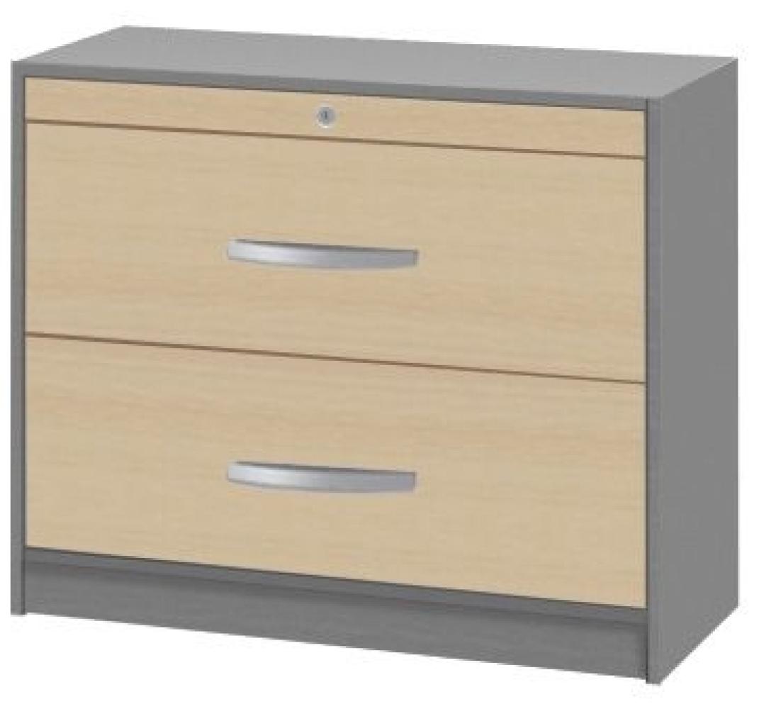 Hängeregistraturschrank doppelbahnig Tec-Art, Buche/Silber, 100 x 42 x 82 cm Bild 1