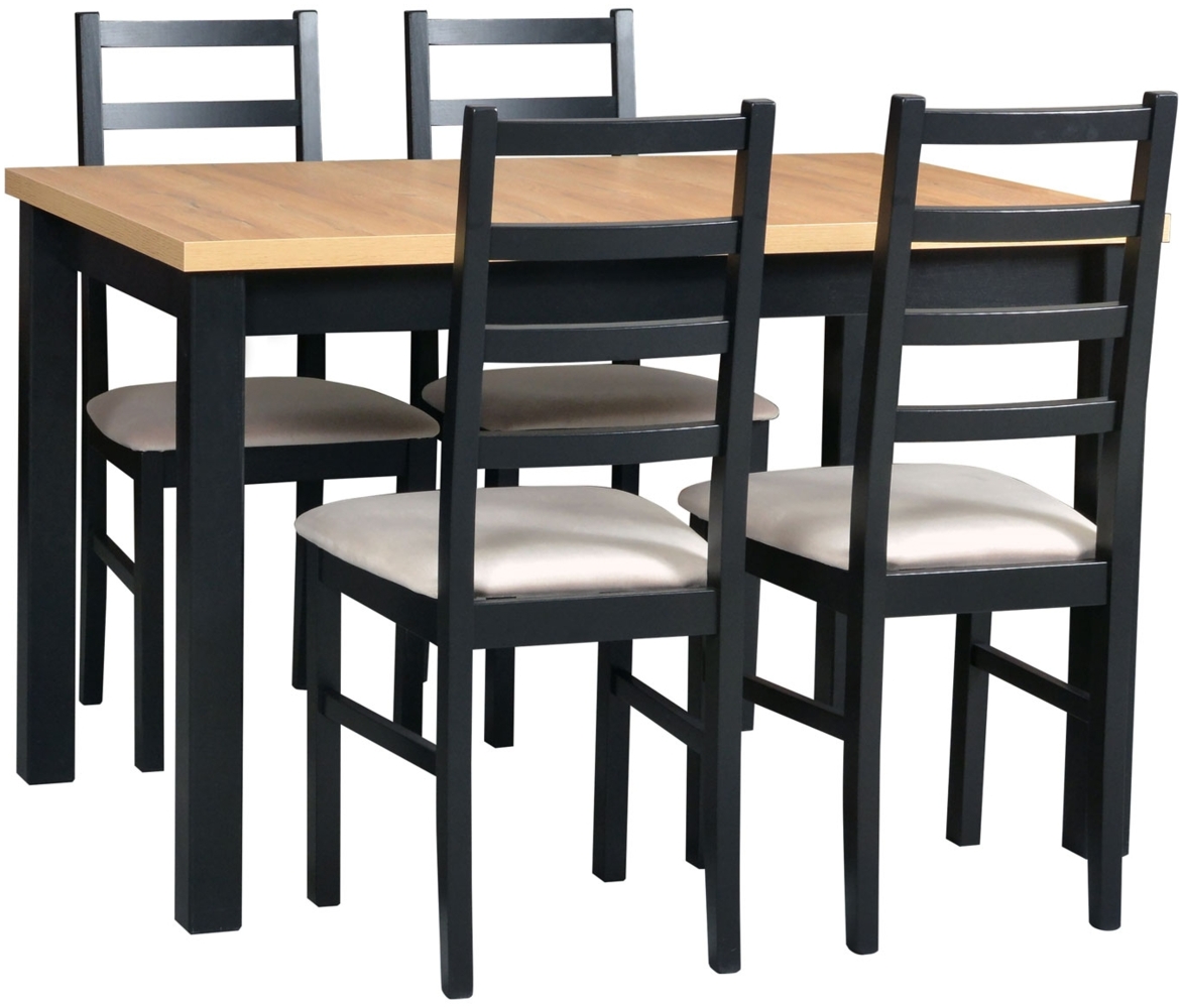 Essgruppe Nilo 8 Tischgruppe schwarz Möbelsamt beige 5-teilig Bild 1