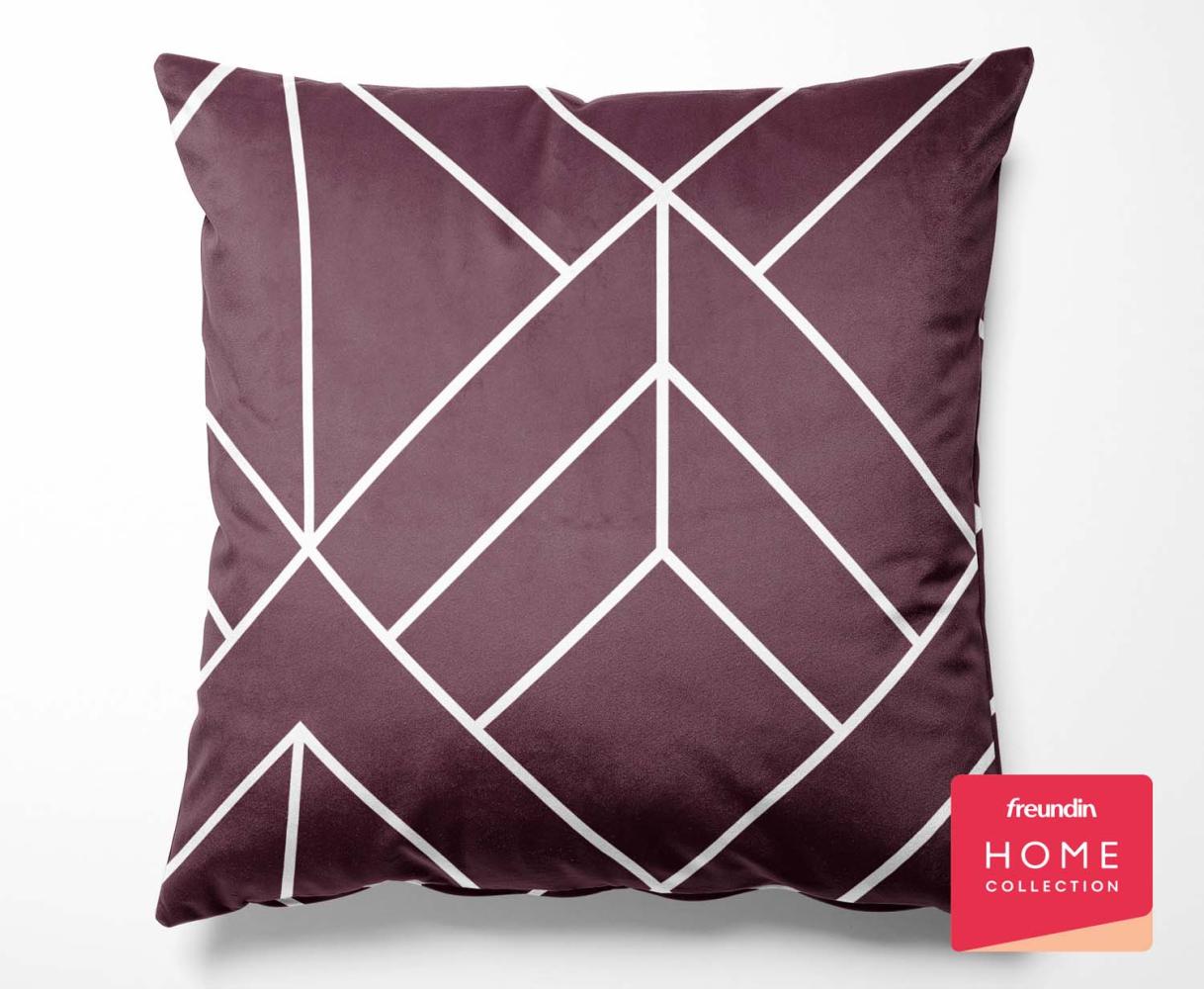 Mako Satin Bettwäsche Urban Geometric brombeer Kissenbezug 40x40 | freundin home collection Bild 1