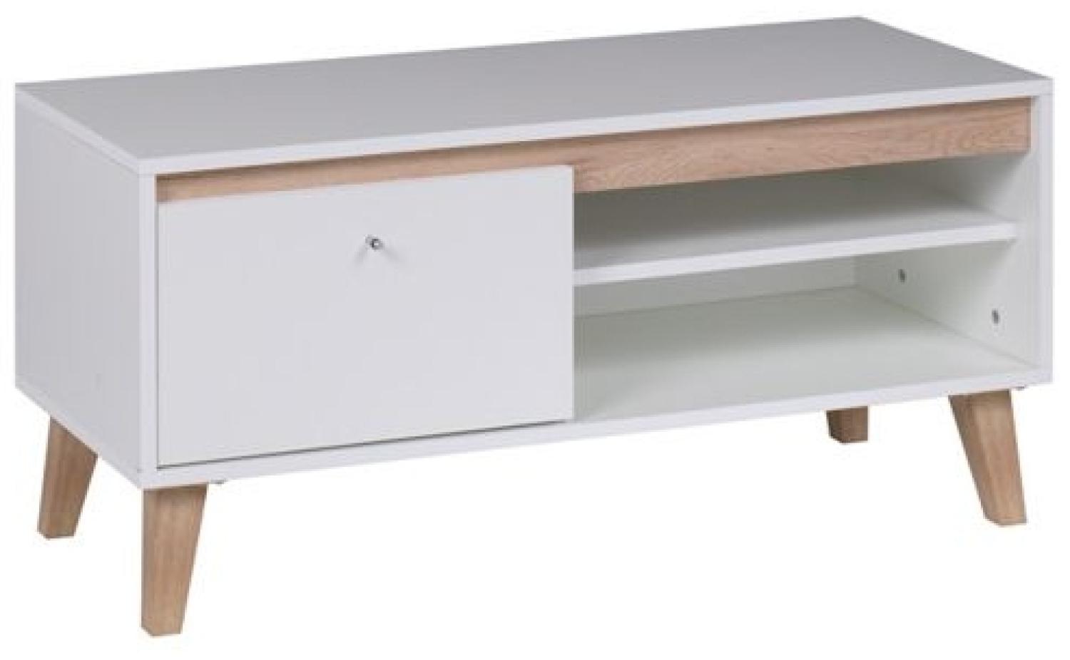 Lowboard TV Schrank KALMAR 100x46,5x40 cm in Weiss matt Bild 1