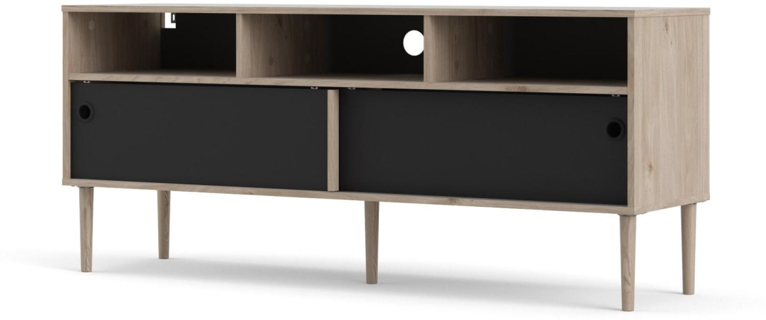 Rome TV Tisch Wohnzimmer TV-Schrank Kommode Fernsehtisch Matt schwarz Möbel Bild 1
