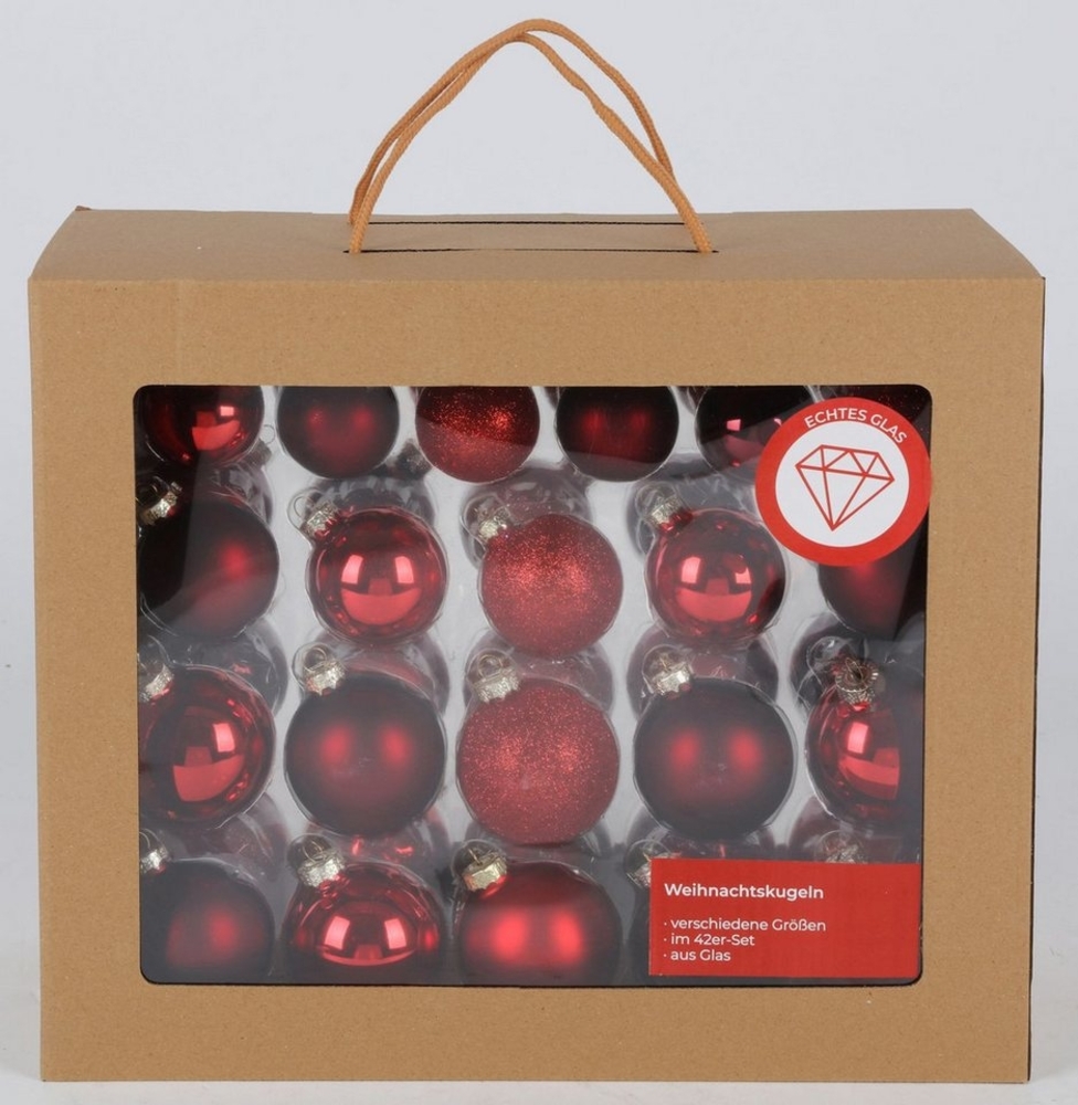Glas-Weihnachtsbaumkugeln 42er-Set versch. Größen Baumschmuck Baumdeko Anhänger Bild 1