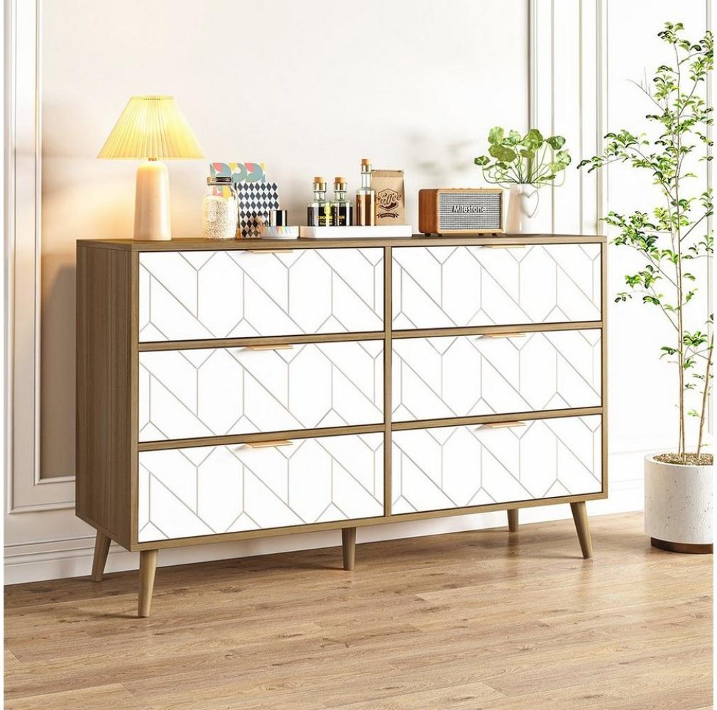 PHOEBE CAT Sideboard (Kommode mit 6 Schubladen), Highboard für Schlafzimmer & alle Wohnräume, 120x39.5x80.5cm Bild 1