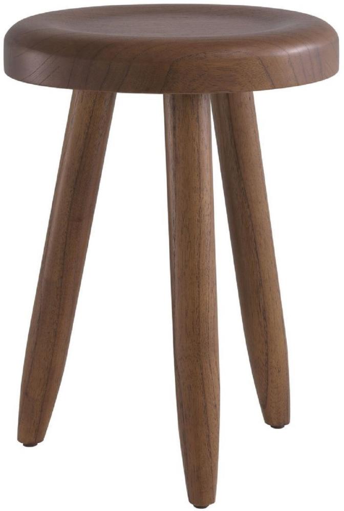 Casa Padrino Luxus Sitzhocker Braun Ø 31 x H. 45 cm - Massivholz Hocker - Runder Mindi Holz Sitzhocker - Luxus Möbel Bild 1