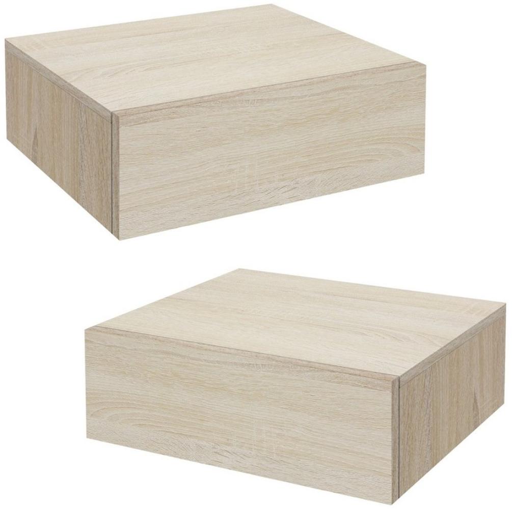 ML-DESIGN Nachttisch Nachtschrank hängend mit Schublade, grifflos, Holzwerkstoff, Wandmonta (Komplett-Set, 2-St), Nachtkonsole Wandboard Wandregal Wandschrank Beige Bild 1