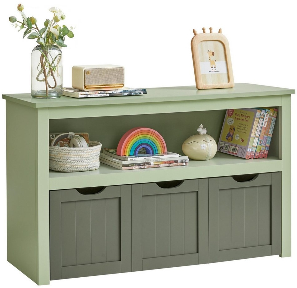 Vasagle Kinderregal, Spielzeugaufbewahrung für Kinder, Aufbewahrungsschrank, Spielzeugschrank, Aufbewahrungsbox mit Rollen, Spielzeugregal, für Kinderzimmer, 30 x 102 x 60 cm, lorbeergrün LHS380C02 Bild 1