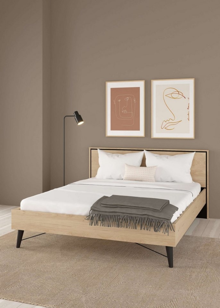 andas Bett Ry Bettrahmen, Bettgestell, Doppelbett, mit hohem Kopfteil, Beine aus Vollholz Bild 1