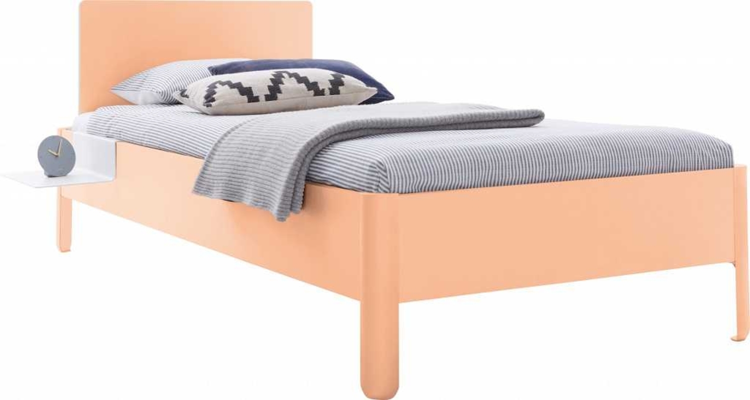 NAIT Einzelbett farbig lackiert 90 x 210cm Mit Kopfteil Mildorange Bild 1