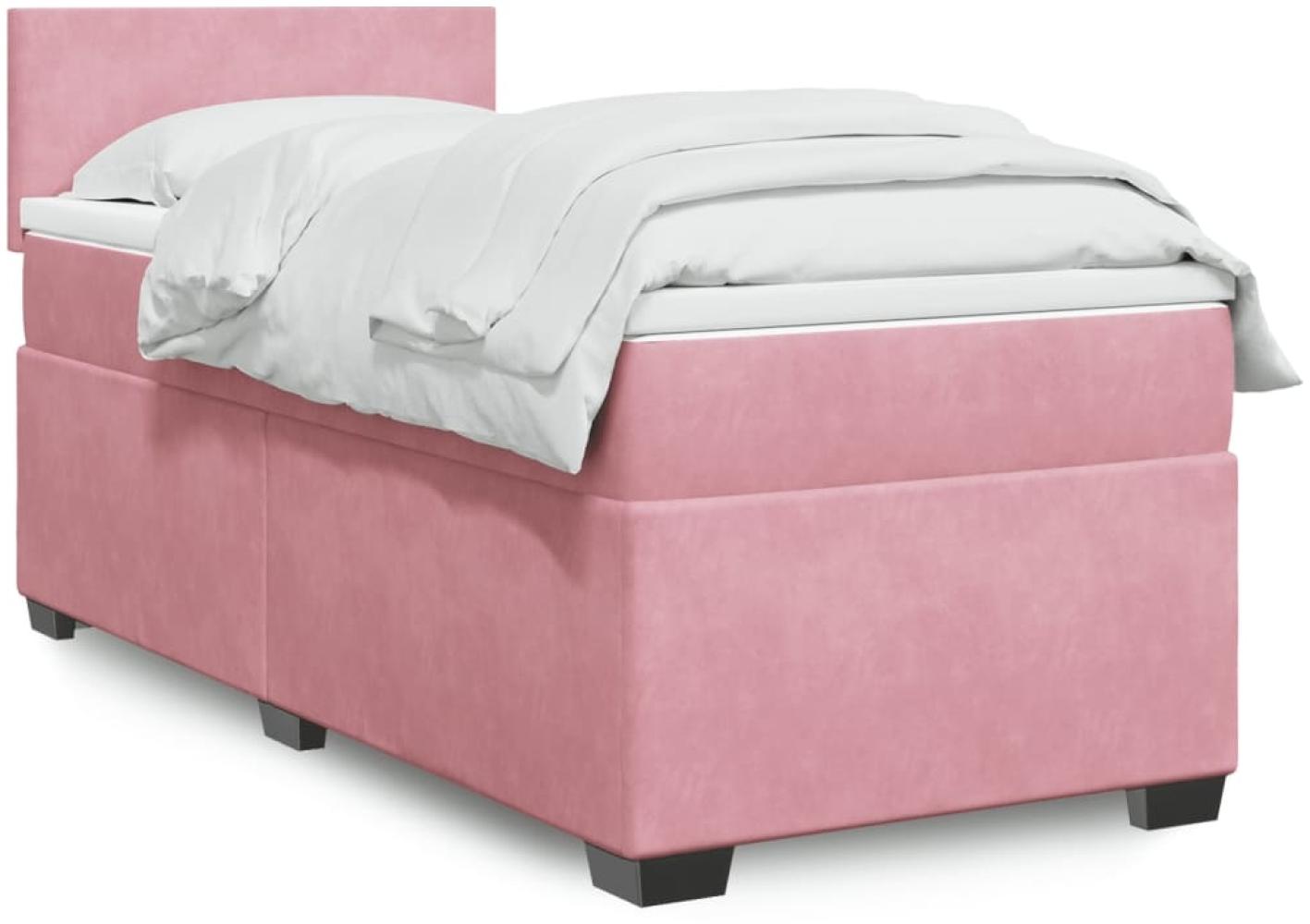 vidaXL Boxspringbett mit Matratze Rosa 90x200 cm Samt 3286209 Bild 1