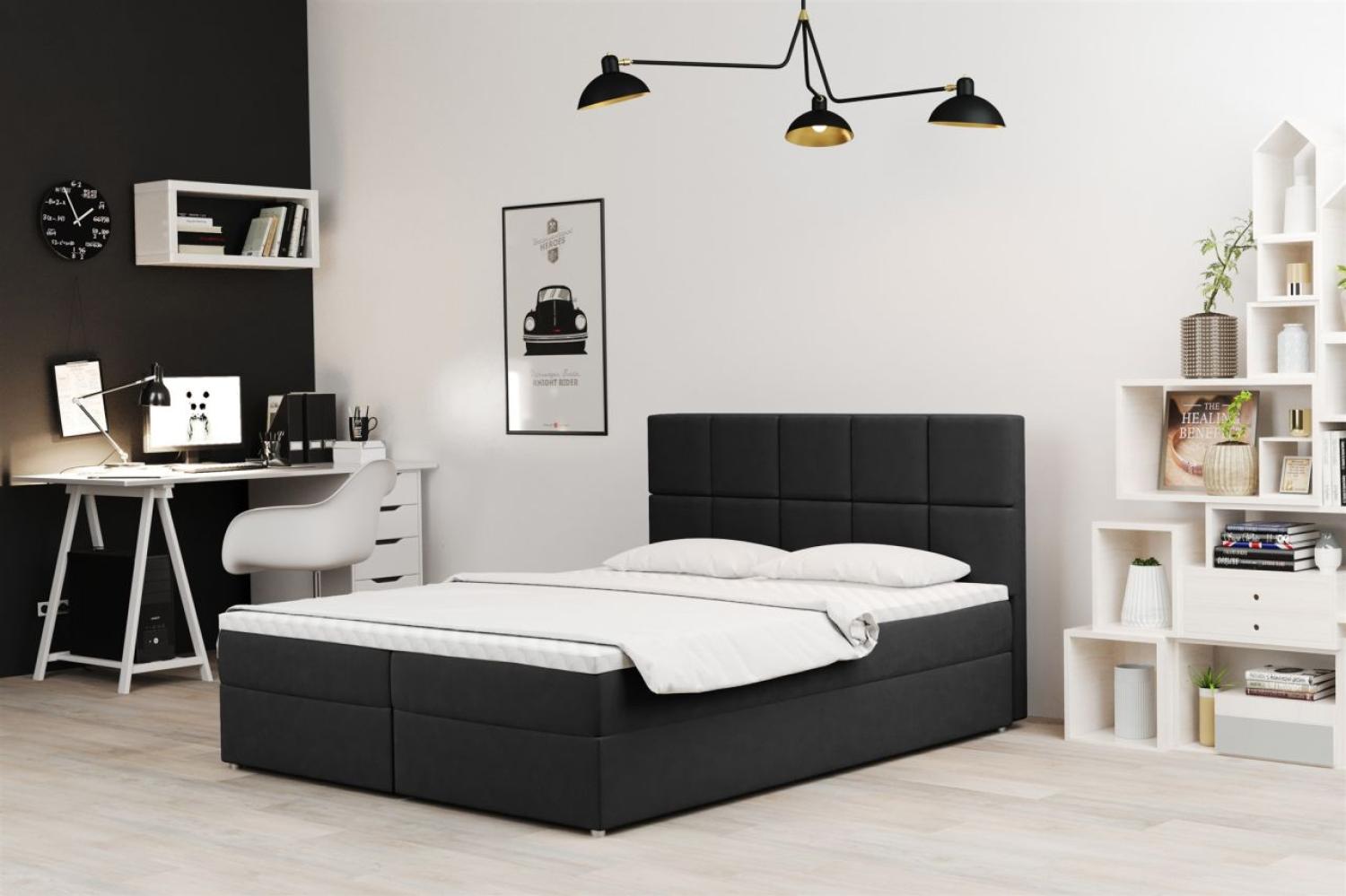 Boxspringbett Schlafzimmerbett FRASCO 160x220cm in Stoff Soro Schwarz Bild 1