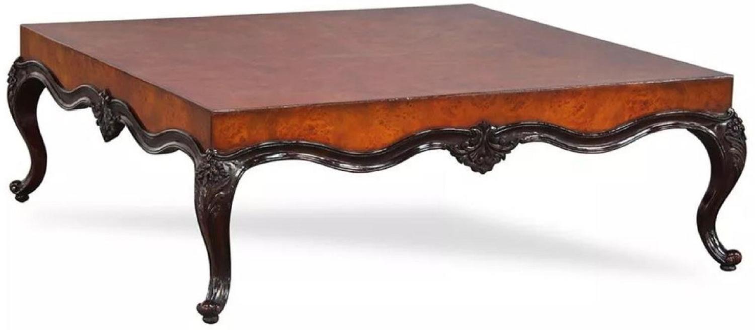 Casa Padrino Luxus Barock Couchtisch Braun / Schwarz 136 x 136 x H. 46 cm - Prunkvoller Wohnzimmertisch im Barockstil - Barock Möbel - Luxus Möbel im Barockstil - Edel & Prunkvoll Bild 1