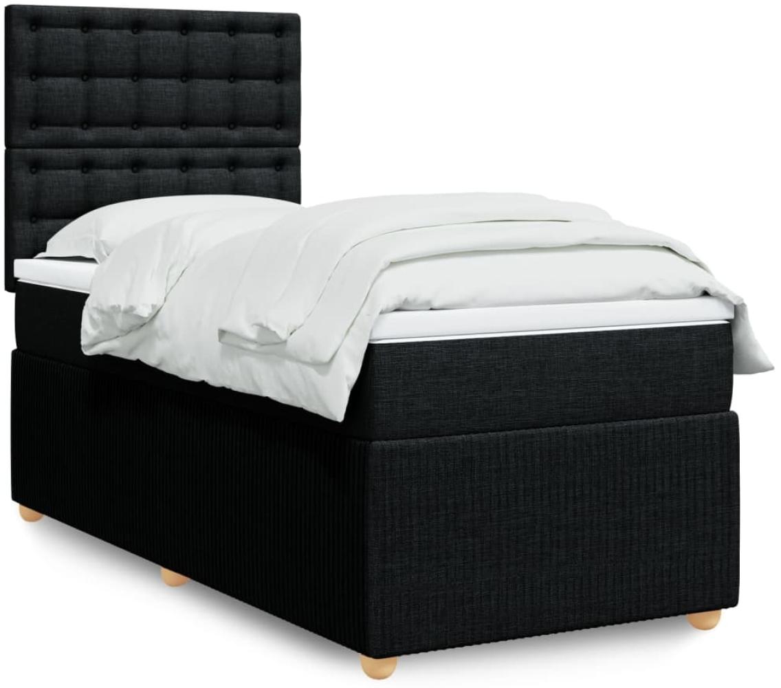 vidaXL Boxspringbett mit Matratze Schwarz 80x200 cm Stoff 3294199 Bild 1