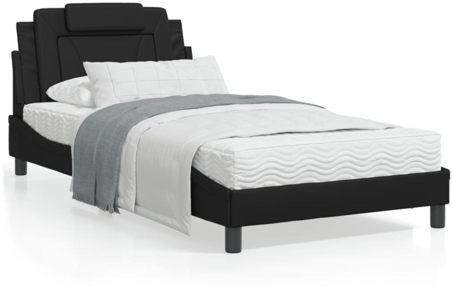 vidaXL Bett mit Matratze Schwarz 100x200 cm Kunstleder 3208775 Bild 1