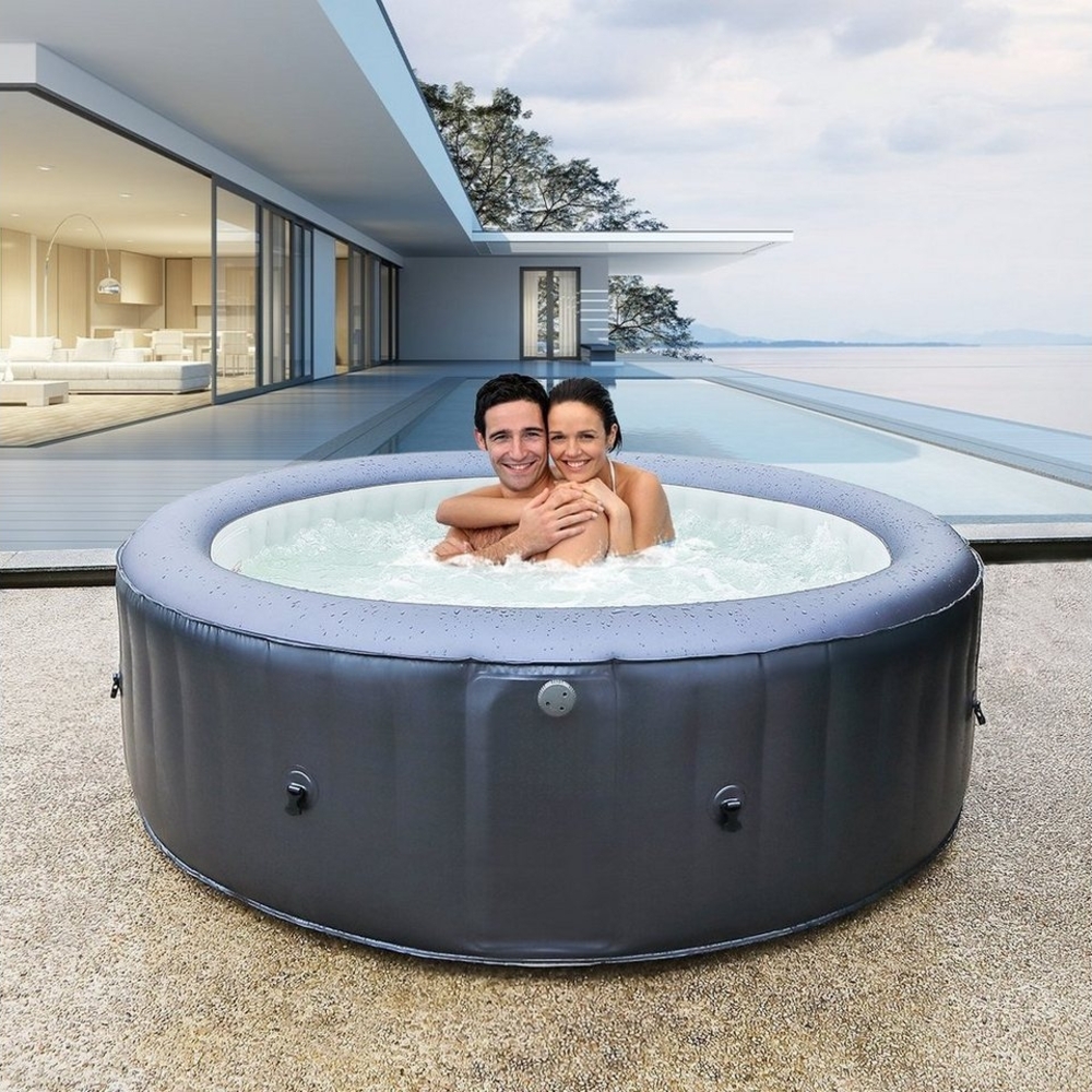 mSpa Whirlpool aufblasbar Muse Carlton M-CA061 für 6 Personen - Hydro-Massage, (Outdoor Indoor Luxus Garten Pool - inkl. Wärmeschutzabdeckung - UV-C Filter - 6-Schicht-PVC - 40 ° C Schnellheizsystem - 6 einstellbare Hydrojetdüsen - Winterfest, 4-tlg, E... Bild 1