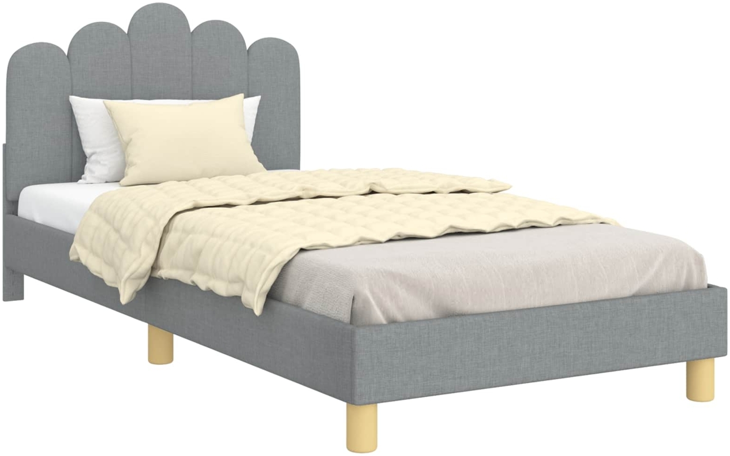 vidaXL Kinderbettgestell mit Kopfteil Hellgrau 80x200 cm Stoff 42011049 Bild 1