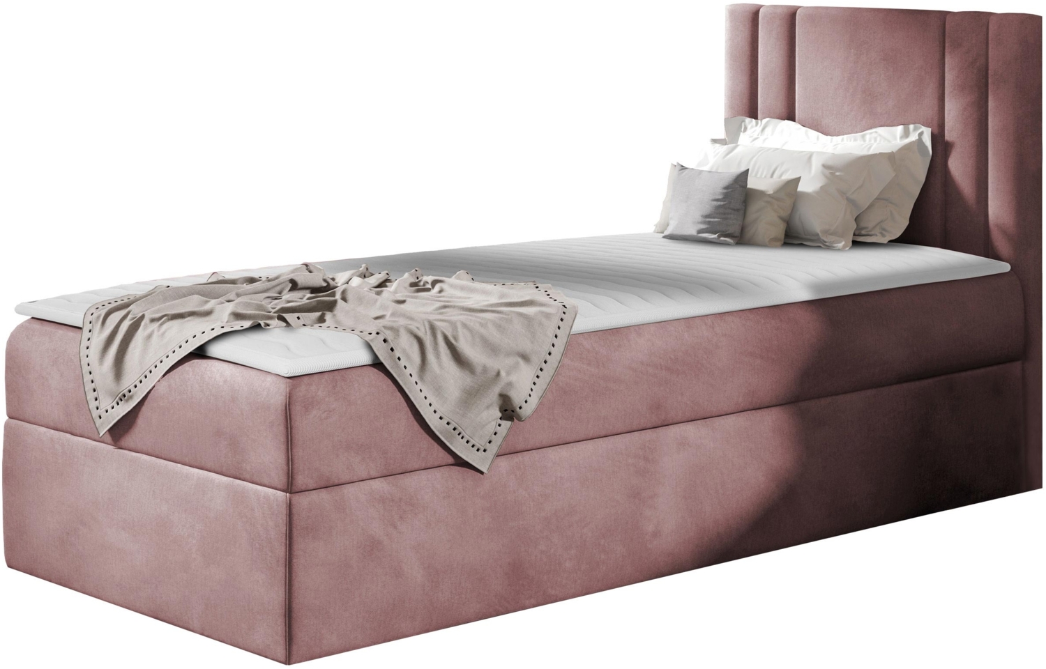 Boxspringbett 'Harlon Mini' rechts, rosa 80x200 cm Bild 1