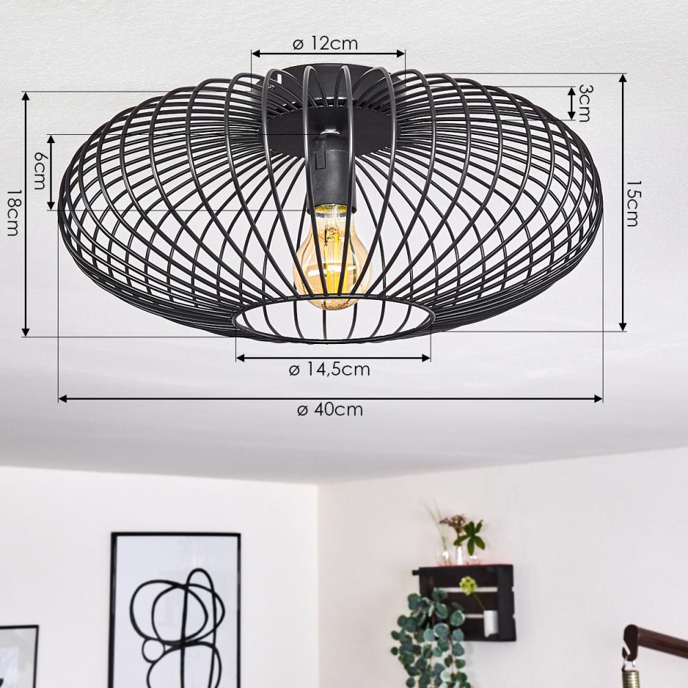 hofstein Deckenleuchte »Pieris« Deckenlampe aus Metall in Schwarz, ohne Leuchtmittel, E27, Leuchte m. Gitter u. Lichteffekt an der Decke Bild 1