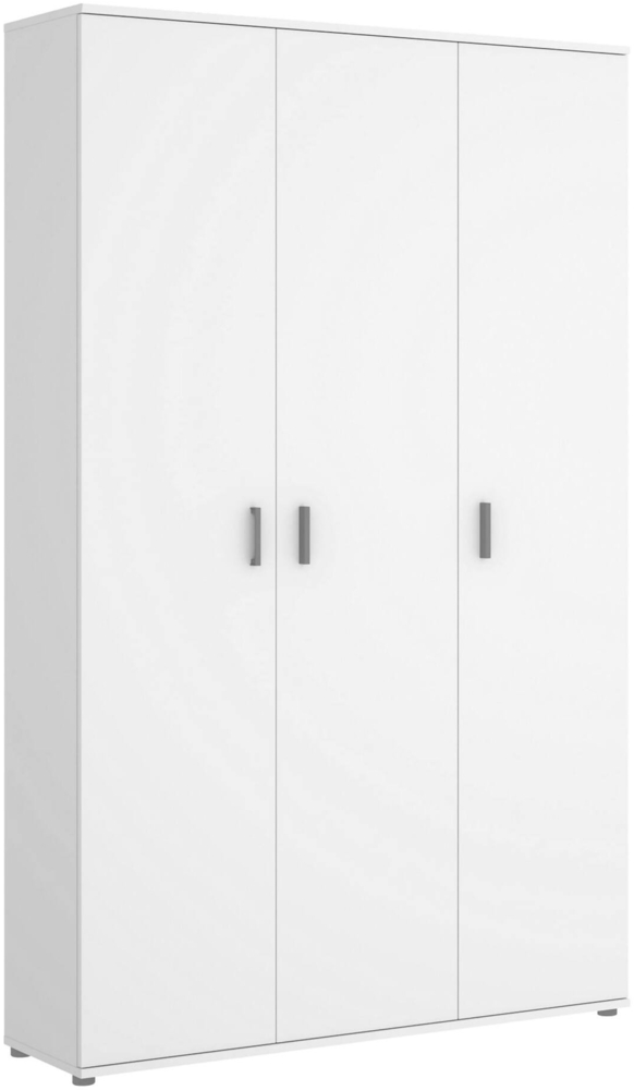 Dmora Großer Mehrzweckschrank Aniello, multifunktionaler Besenhalterschrank, 3-türiger Kleiderschrank, 116 x 35 x 190 cm, Weiß Bild 1