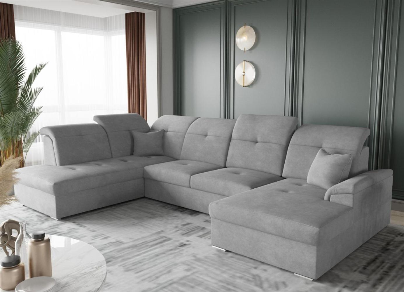 Wohnlandschaft Schlafsofa FREJA Stoff Brooklyn Betongrau Langer Schenkel Links Bild 1