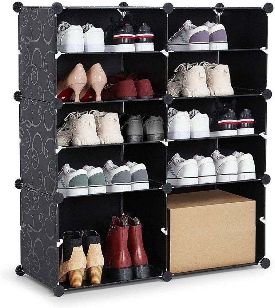 Mondeer Schuhschrank Schuhschrank DIY Schuhschrank mit 6 Tür, 12 Fächer, Kunststoff, 83 x 31 x 93 cm Bild 1