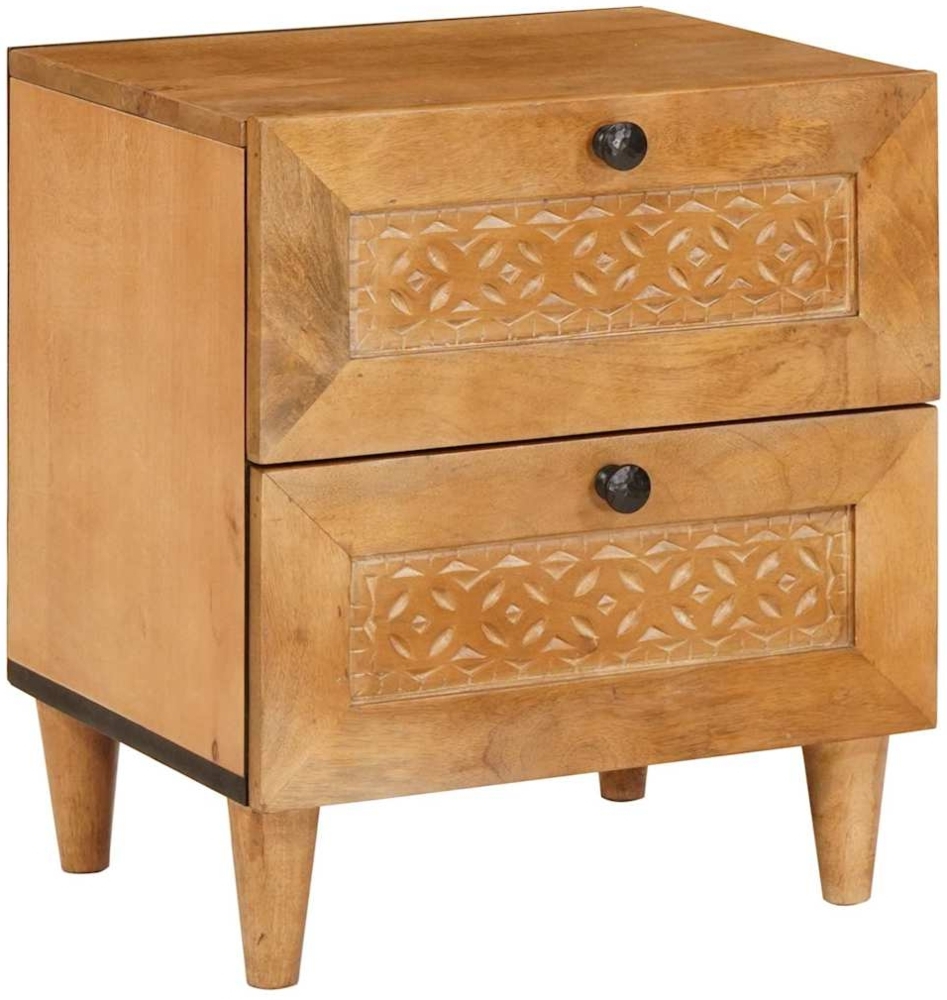 vidaXL Nachttisch Hellbraun 40 x 33 x 46 cm massives Mangoholz 4018078 Bild 1